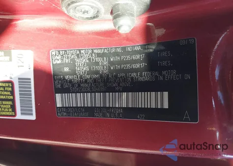 2020 Toyota Sienna Xle Premium z USA, uszkodzony, nr VIN 5TDYZ3DC8LS046997